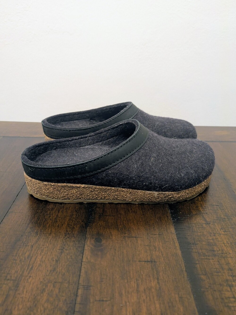 Haflinger Grizzly GZL Charcoal gray wool felt clogs mules slippers size 37 us 6 - Picture 6 of 8